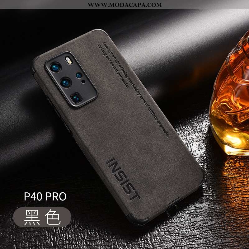 Capas Huawei P40 Pro Couro Telemóvel Completa Slim Ingles Protetoras Preto Comprar