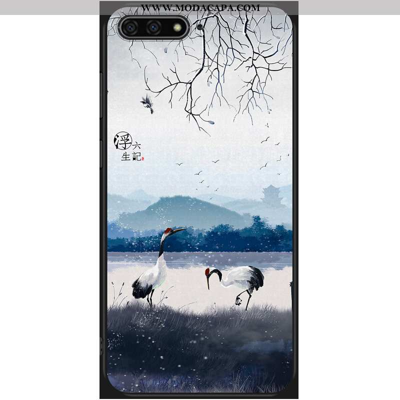 Capas Huawei Y6 2020 Cordao Azul Escuro Cola Antiqueda Soft Telemóvel Cases Promoção