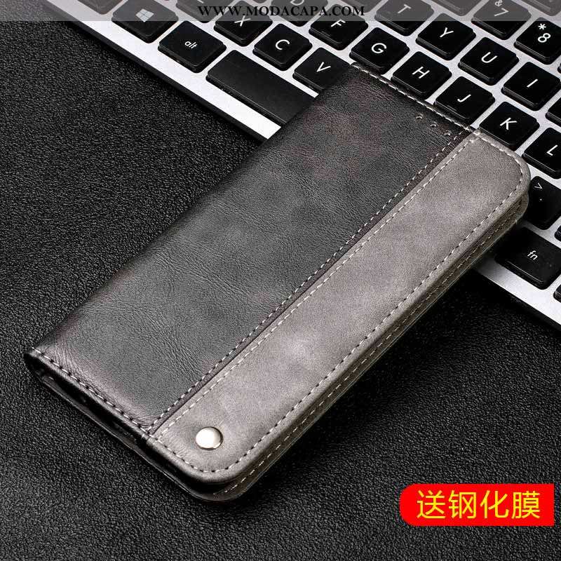 Capas Huawei Y6 2020 Couro Genuíno Cases Telemóvel Antiqueda 2020 Cinza Comprar