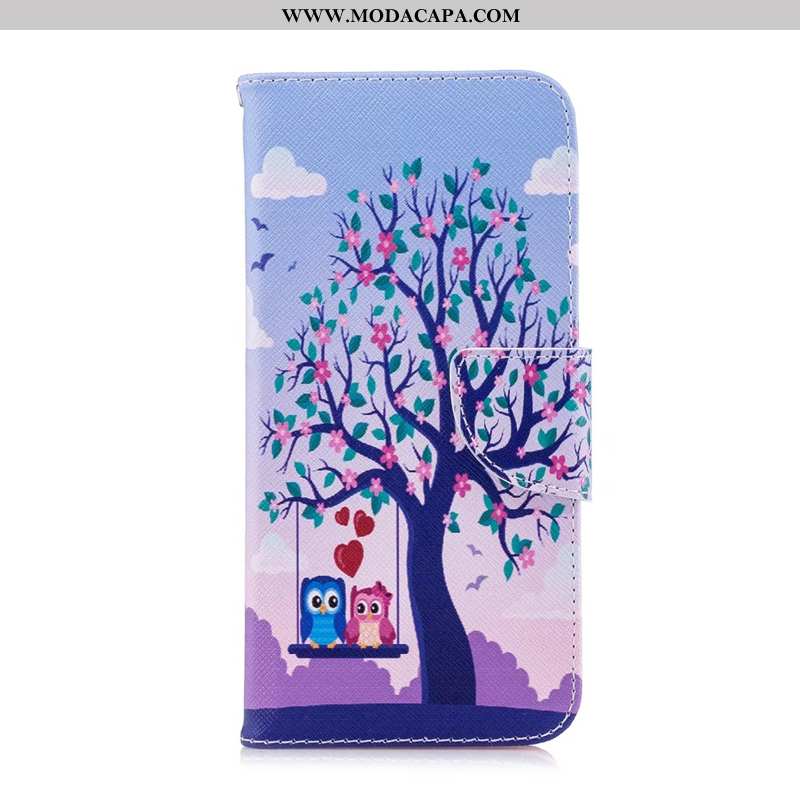 Capa Huawei Y6 2020 Protetoras Pintado Roxa 2020 Telemóvel Couro Cover Barato