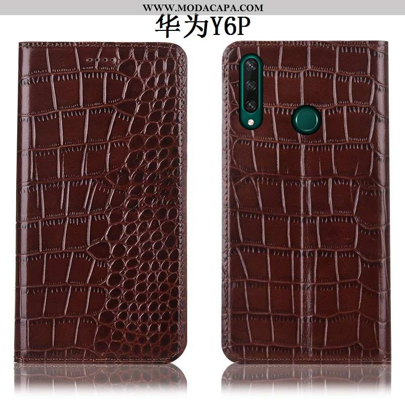 Capas Huawei Y6p Couro Legitimo Antiqueda Telemóvel Flatform Azul Protetoras Baratos