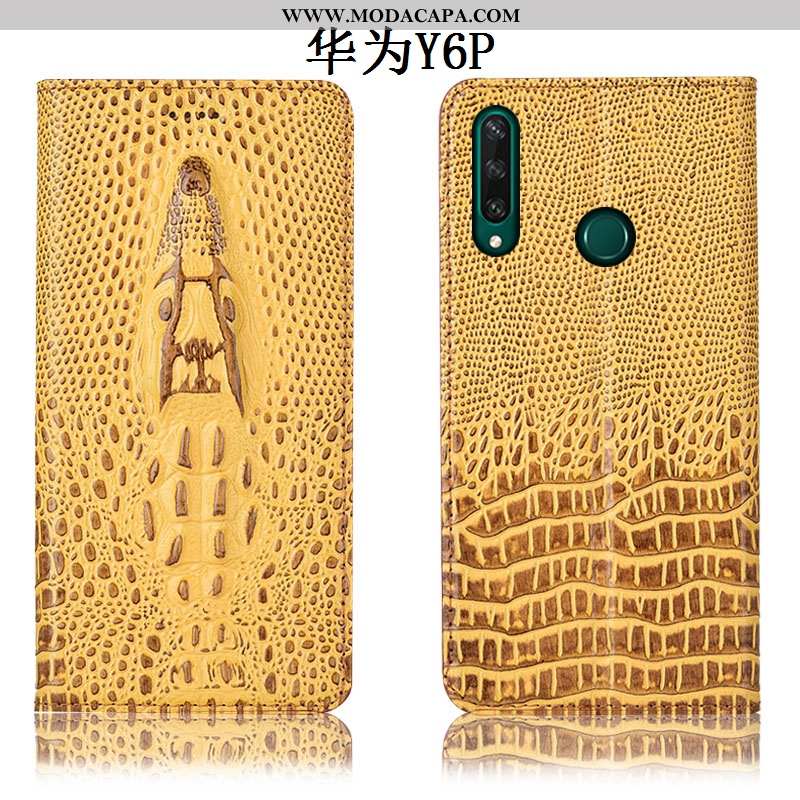 Capas Huawei Y6p Couro Genuíno Protetoras Telemóvel Antiqueda Amarelo Venda