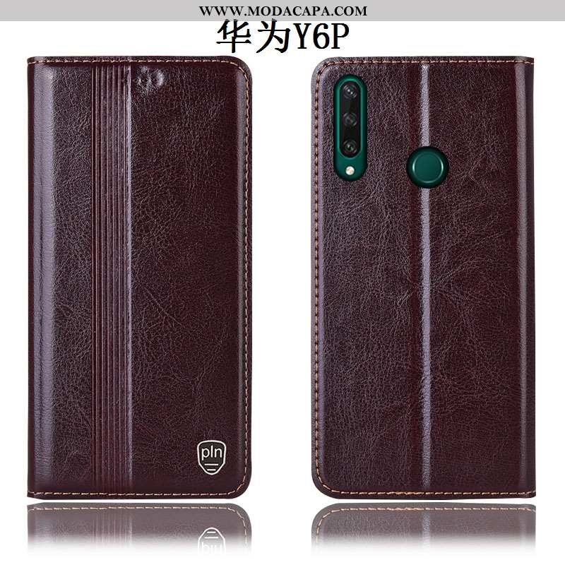 Capas Huawei Y6p Couro Legitimo Cases Vermelho Antiqueda Completa Cover Baratos