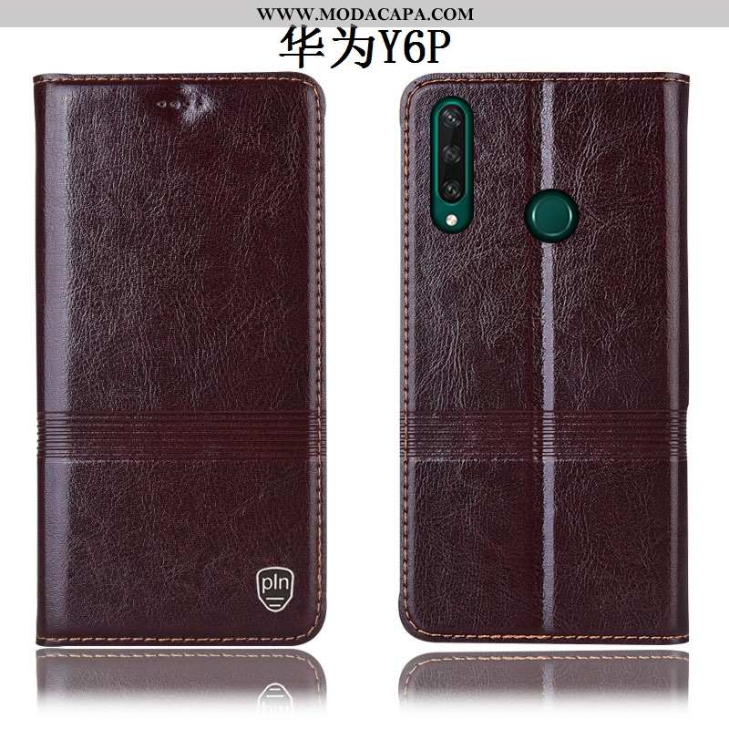 Capas Huawei Y6p Couro Legitimo Antiqueda Tigrada Telemóvel Cover Protetoras Venda