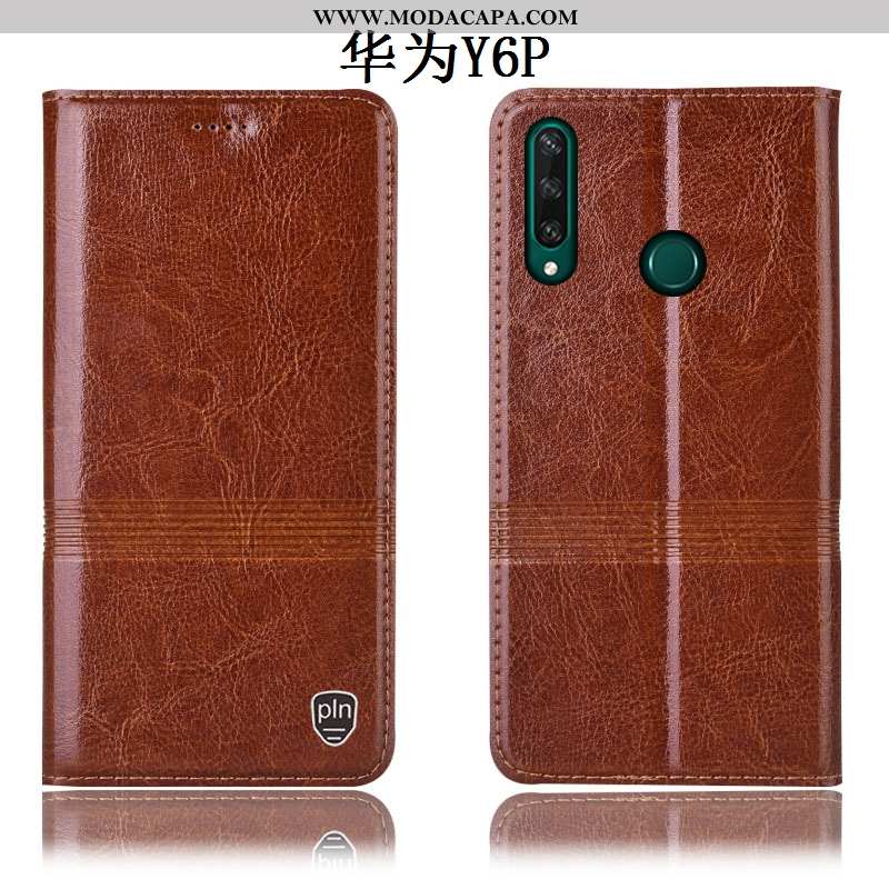 Capas Huawei Y6p Couro Legitimo Antiqueda Tigrada Telemóvel Cover Protetoras Venda