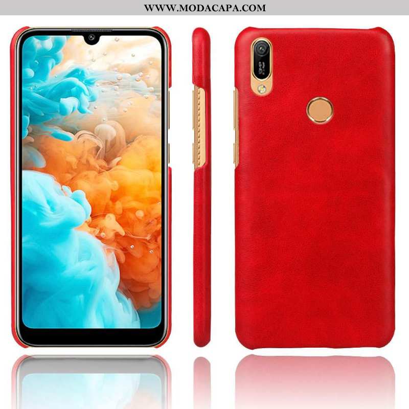 Capa Huawei Y6s Couro Super Fosco Telemóvel Vermelho Antiqueda Protetoras Venda