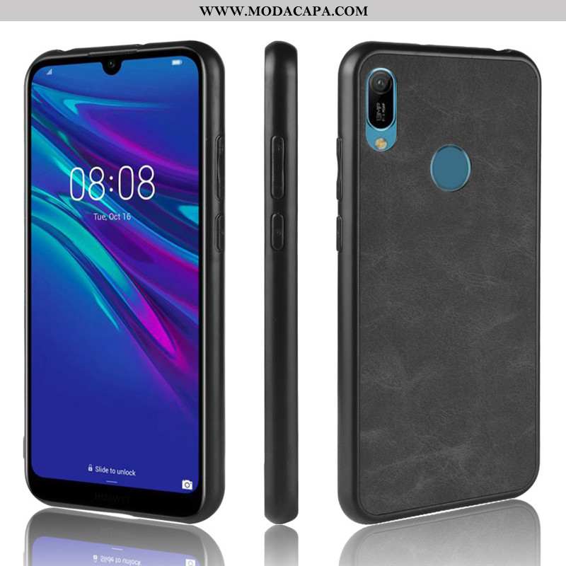 Capas Huawei Y6s Couro Telemóvel Cases Preto Antiqueda Protetoras Tendencia Promoção