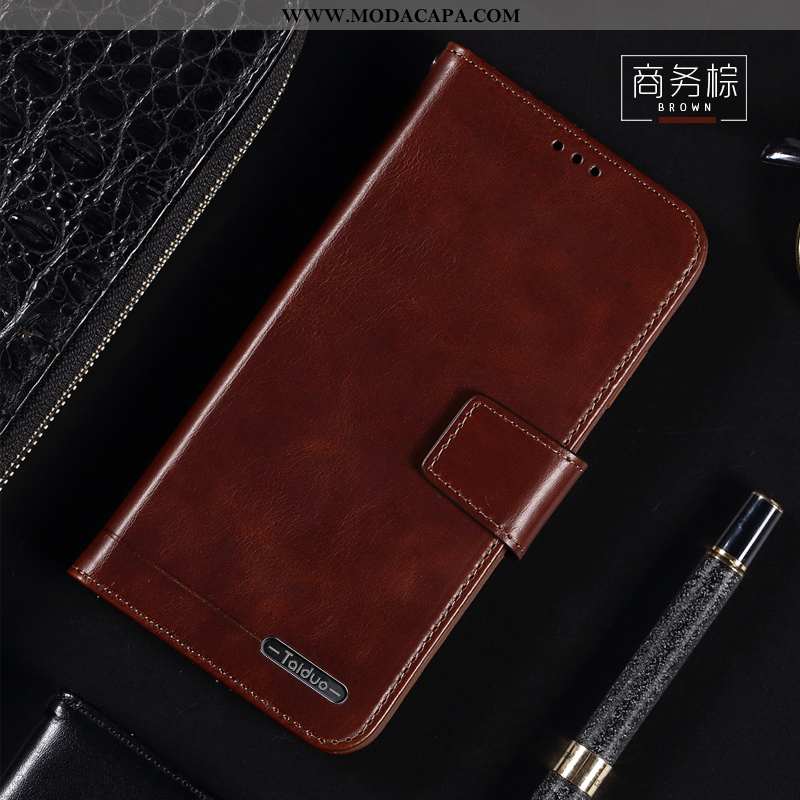 Capa Huawei Y7 2020 Couro Legitimo Cover Cases Telemóvel Marrom 2020 Online