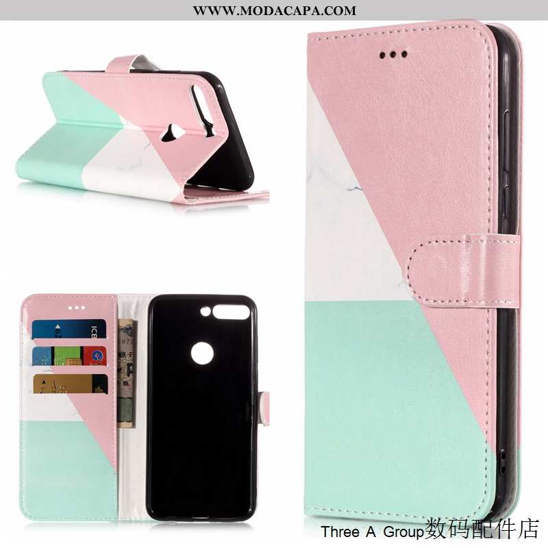 Capas Huawei Y7 2020 Protetoras Cases Couro Cover 2020 Telemóvel Rosa Baratas