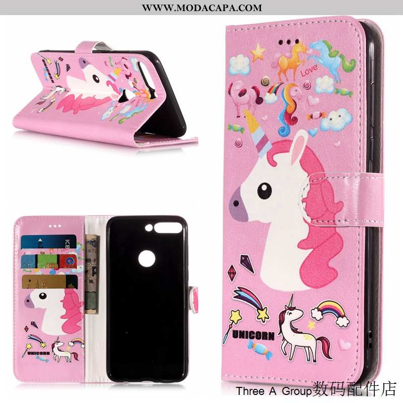 Capas Huawei Y7 2020 Protetoras Cases Couro Cover 2020 Telemóvel Rosa Baratas