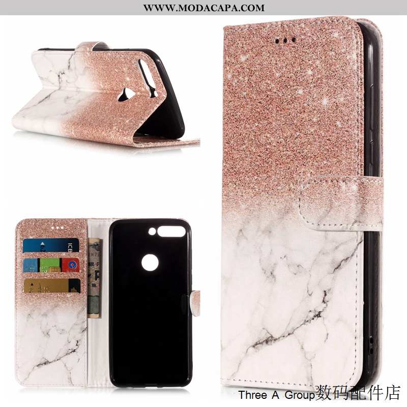 Capas Huawei Y7 2020 Protetoras Cases Couro Cover 2020 Telemóvel Rosa Baratas