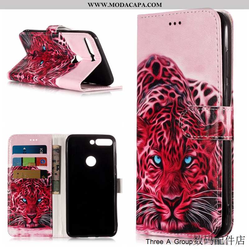 Capas Huawei Y7 2020 Protetoras Cases Couro Cover 2020 Telemóvel Rosa Baratas