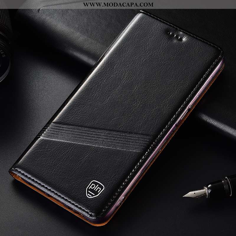 Capa Huawei Y7 2020 Couro Genuíno Marrom Protetoras Cases Laranja Cover Fio Barato