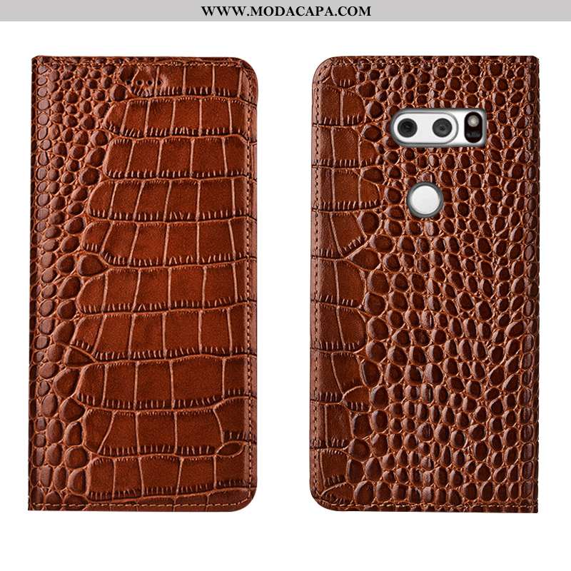 Capas Lg V30 Protetoras Completa Couro Genuíno Vermelho Cover Antiqueda Telemóvel Baratos