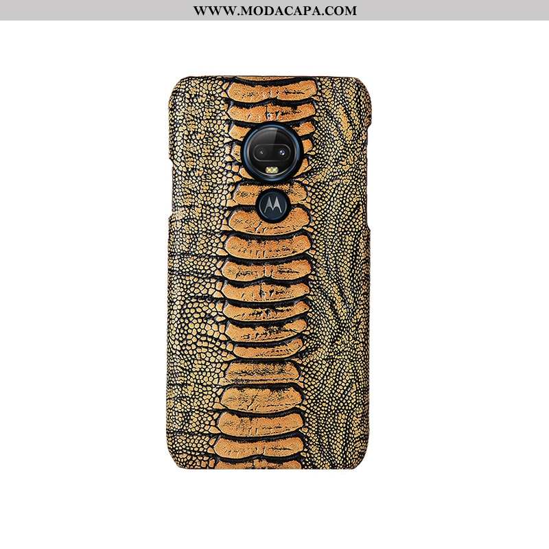 Capa Moto G7 Couro Genuíno Layer Pássaro Couro Antiqueda Estiloso Telemóvel Barato