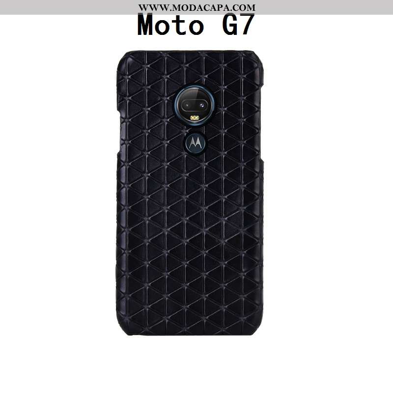 Capas Moto G7 Couro Genuíno Telemóvel Personalizado Antiqueda Luxo Preto Estiloso Venda