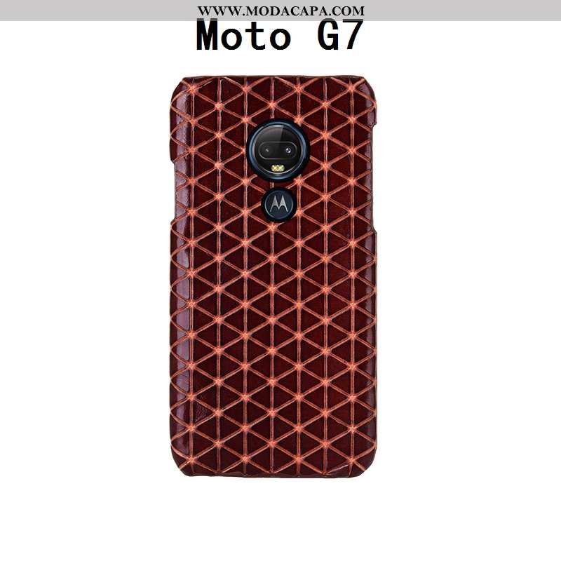 Capas Moto G7 Couro Genuíno Telemóvel Personalizado Antiqueda Luxo Preto Estiloso Venda