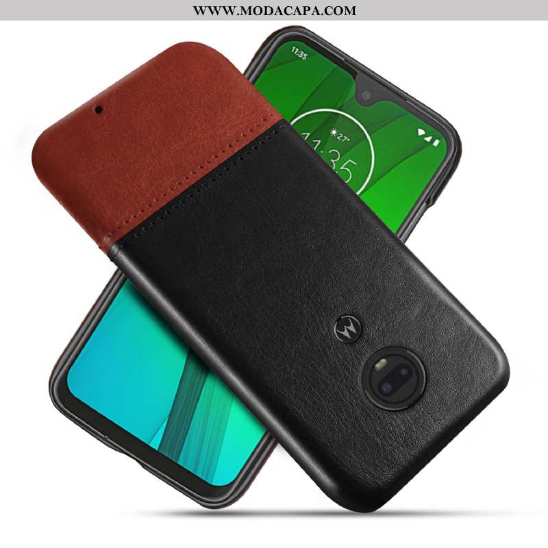 Capa Moto G7 Couro Personalizado Cases Negócio Antiqueda Protetoras Capas Promoção