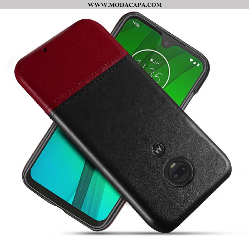 Capa Moto G7 Couro Personalizado Cases Negócio Antiqueda Protetoras Capas Promoção