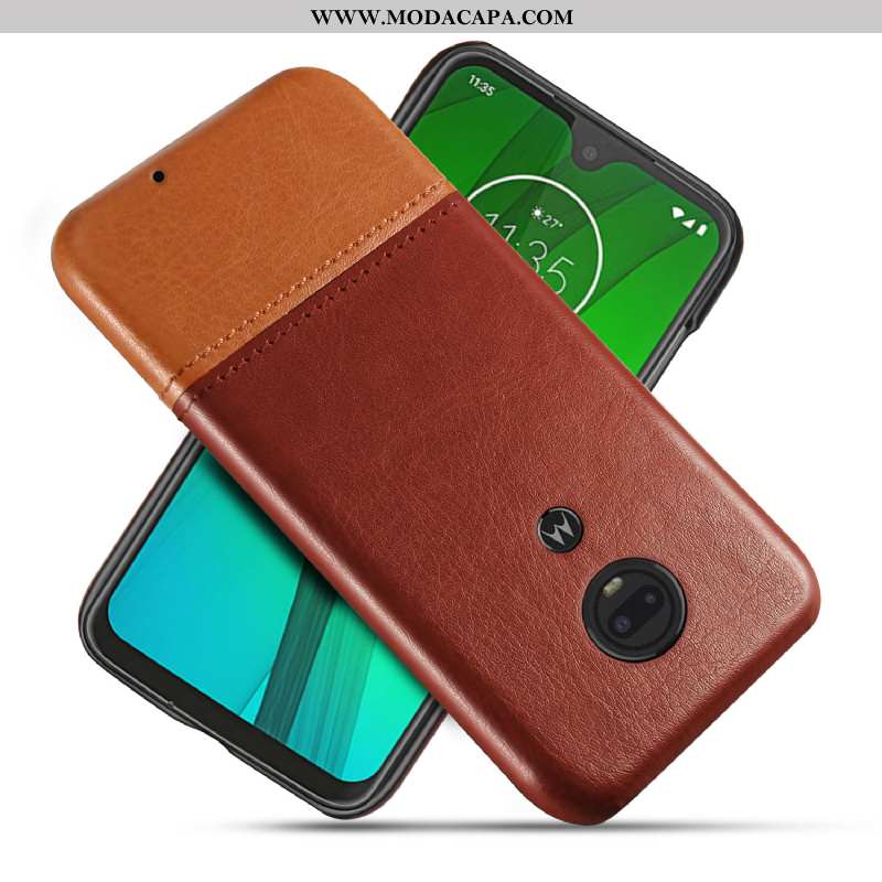 Capa Moto G7 Couro Personalizado Cases Negócio Antiqueda Protetoras Capas Promoção