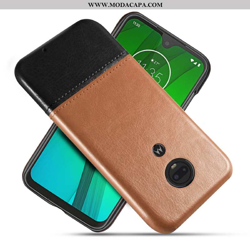 Capa Moto G7 Couro Personalizado Cases Negócio Antiqueda Protetoras Capas Promoção