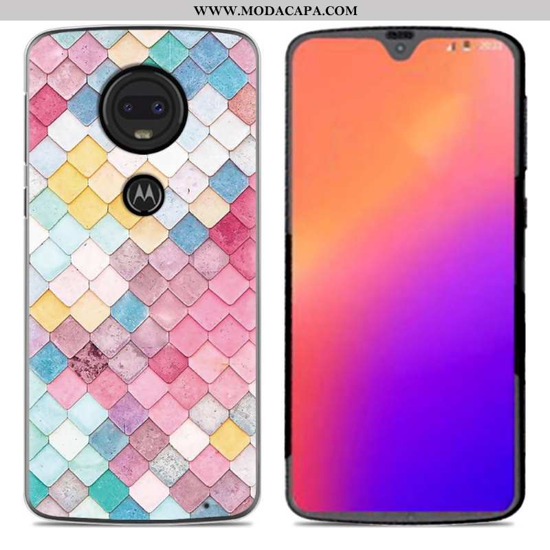 Capa Moto G7 Desenho Animado Telemóvel Nova Rosa Silicone Criativas Capas Baratos