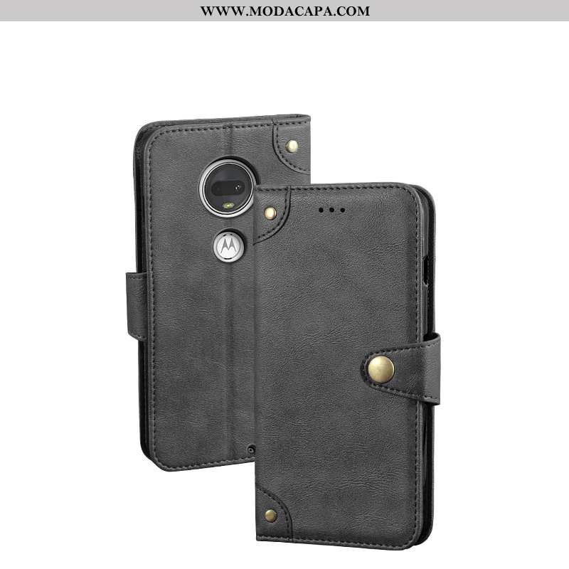 Capa Moto G7 Retro Couro Protetoras Telemóvel Cover Cases Capas Baratos