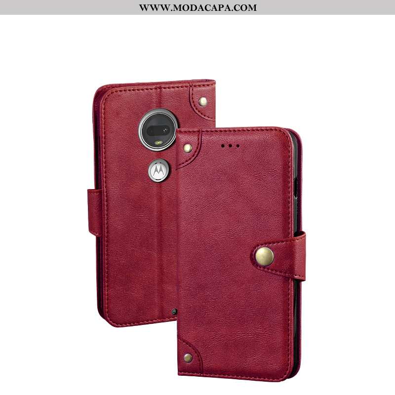 Capa Moto G7 Retro Couro Protetoras Telemóvel Cover Cases Capas Baratos