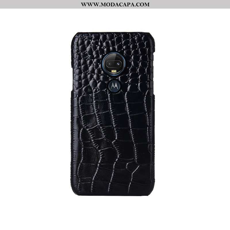 Capas Moto G7 Luxo Criativas Costume Couro Legitimo Preto Traseira Personalizada Baratas