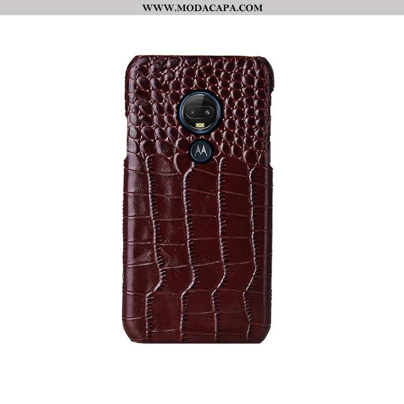 Capas Moto G7 Luxo Criativas Costume Couro Legitimo Preto Traseira Personalizada Baratas