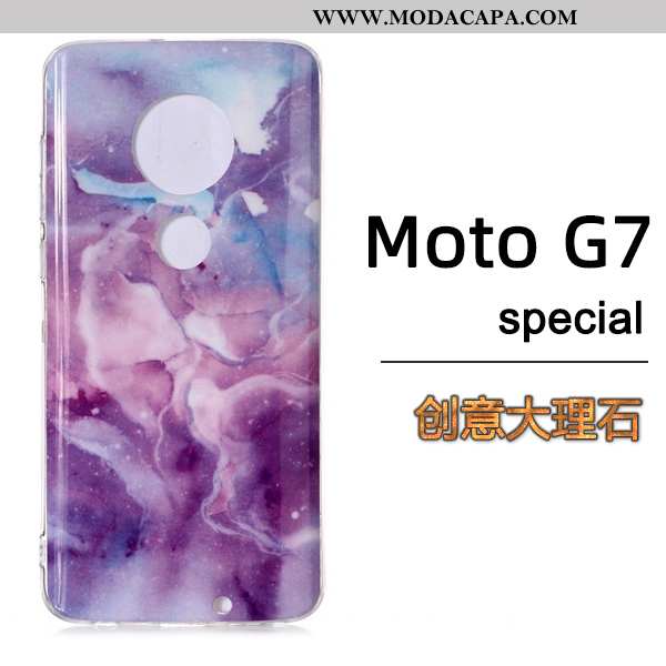 Capas Moto G7 Estilosas Marmore Telemóvel Preto Cases Baratas
