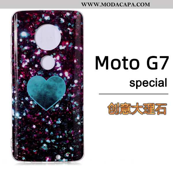 Capas Moto G7 Estilosas Marmore Telemóvel Preto Cases Baratas