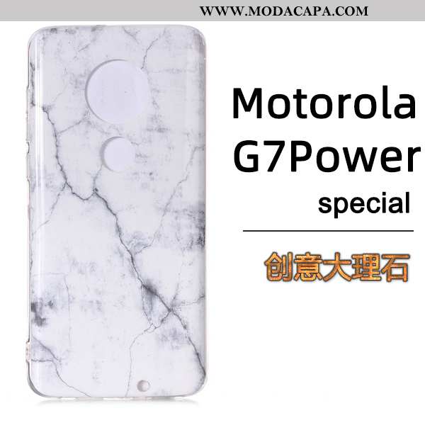 Capas Moto G7 Estilosas Marmore Telemóvel Preto Cases Baratas