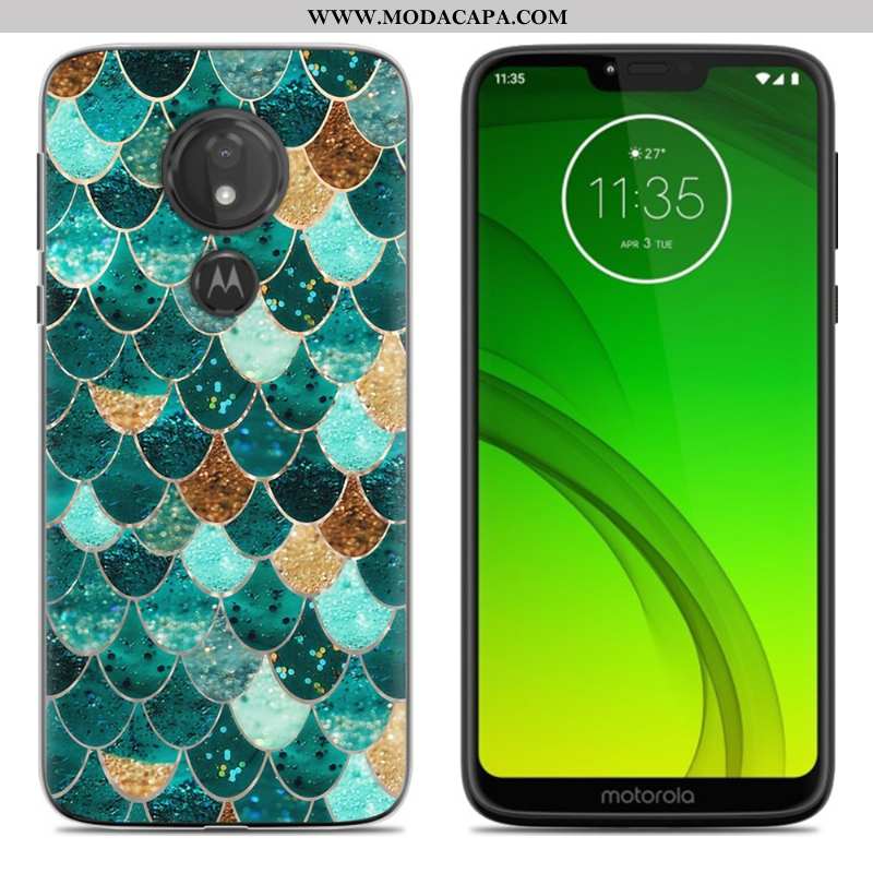 Capas Moto G7 Play Desenho Animado Verde Telemóvel Soft Antiqueda Pintado Online