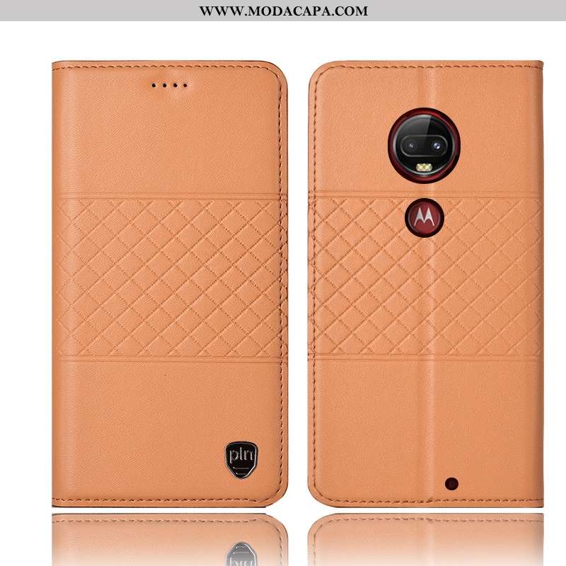 Capa Moto G7 Plus Couro Legitimo Capas Amarela Completa Telemóvel Antiqueda Protetoras Online