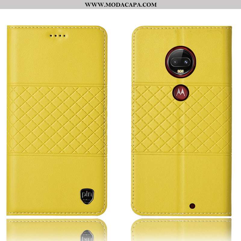 Capa Moto G7 Plus Couro Legitimo Capas Amarela Completa Telemóvel Antiqueda Protetoras Online