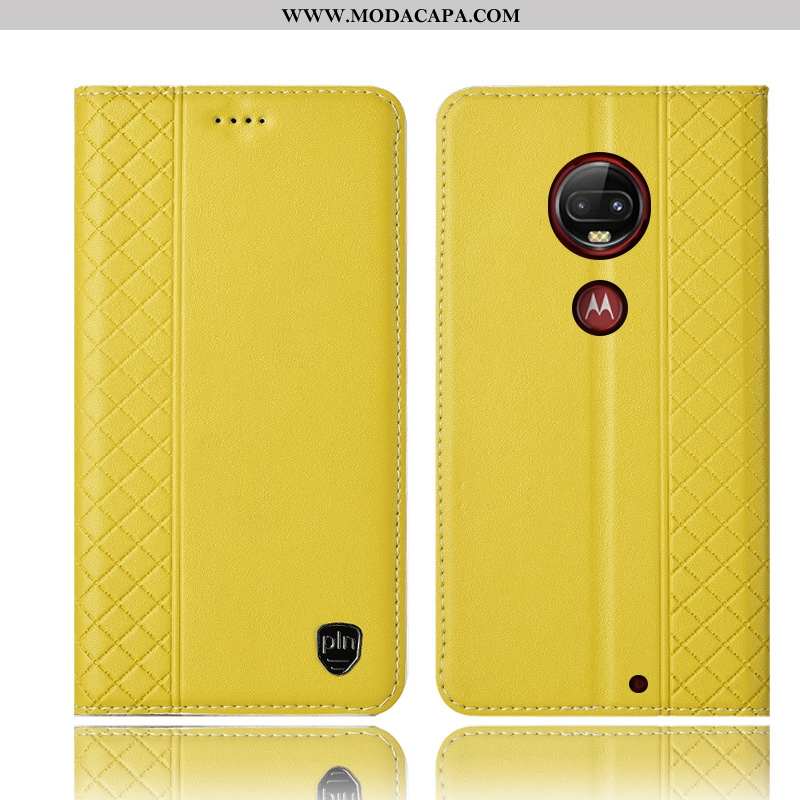 Capas Moto G7 Plus Couro Genuíno Cases Completa Antiqueda Vermelho Cover Comprar