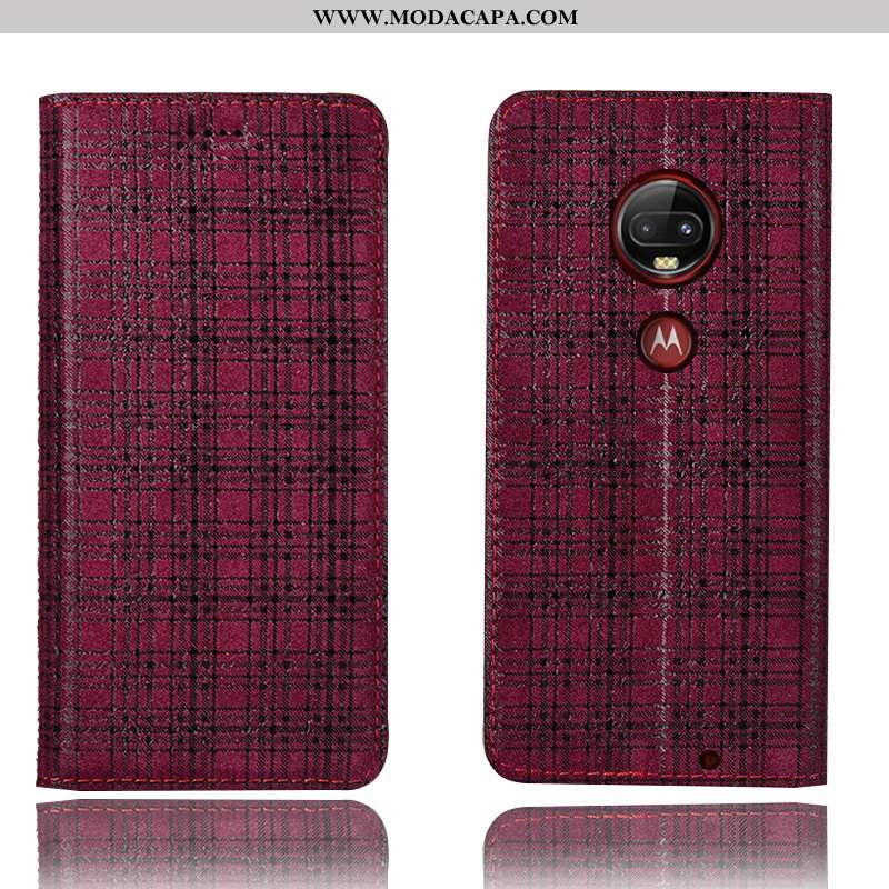 Capas Moto G7 Plus Couro Legitimo Completa Cover Telemóvel Protetoras Antiqueda Suede Baratos