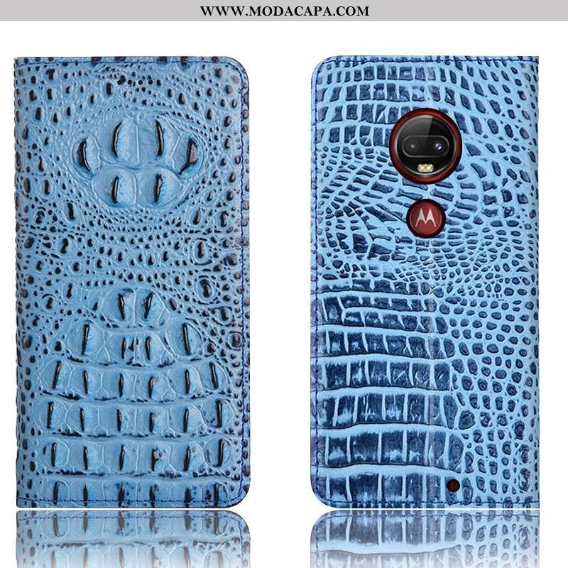 Capas Moto G7 Plus Couro Genuíno Crocs Completa Cover Telemóvel Antiqueda Comprar