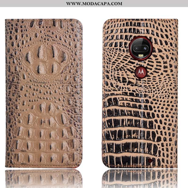 Capas Moto G7 Plus Couro Genuíno Crocs Completa Cover Telemóvel Antiqueda Comprar