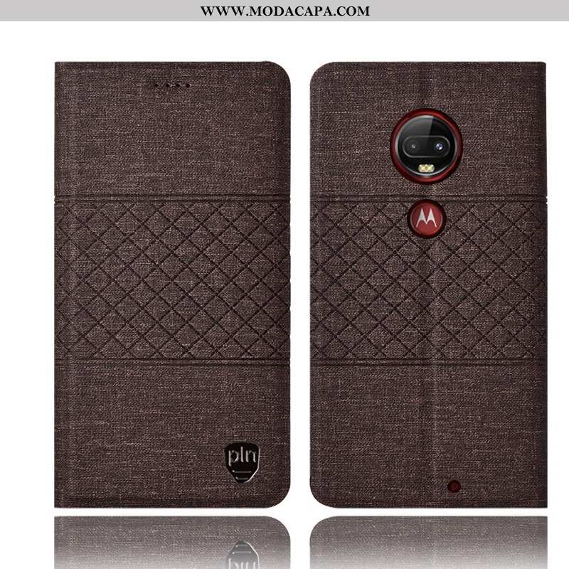 Capa Moto G7 Plus Protetoras Cases Antiqueda Cover Linho Couro Telemóvel Online