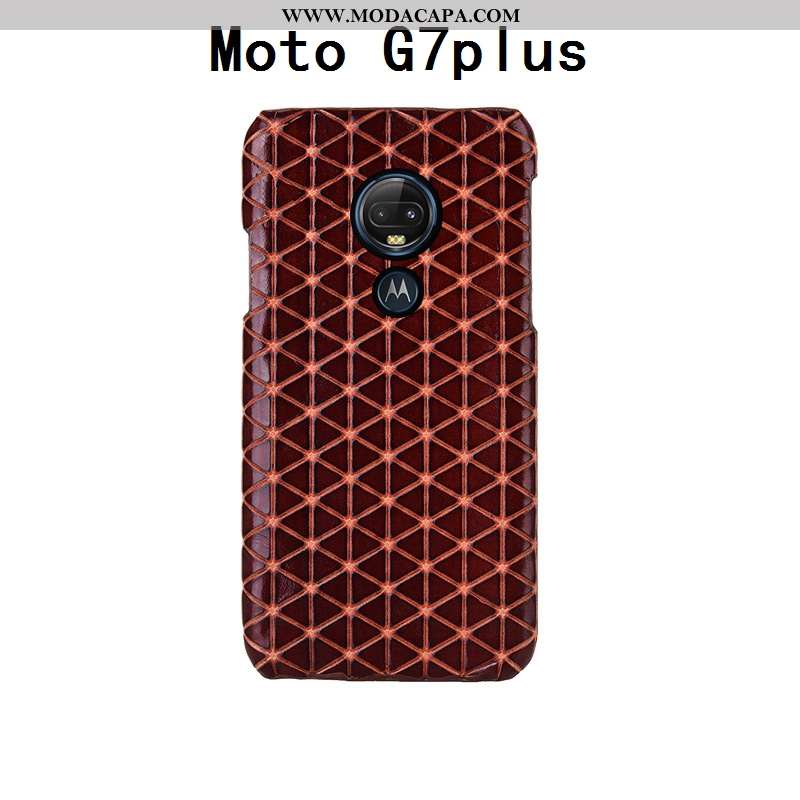 Capas Moto G7 Plus Personalizada Vermelho Cases Couro Legitimo Telemóvel Xadrez Traseira Venda