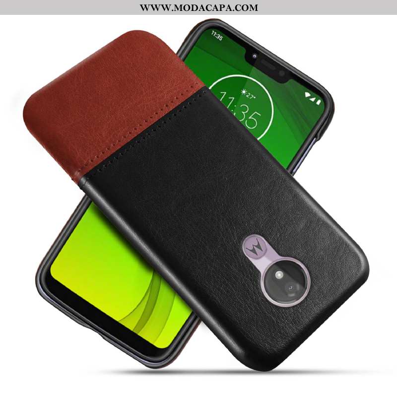 Capa Moto G7 Power Protetoras Cases Telemóvel Capas Couro Genuíno Negócio Preto Baratas