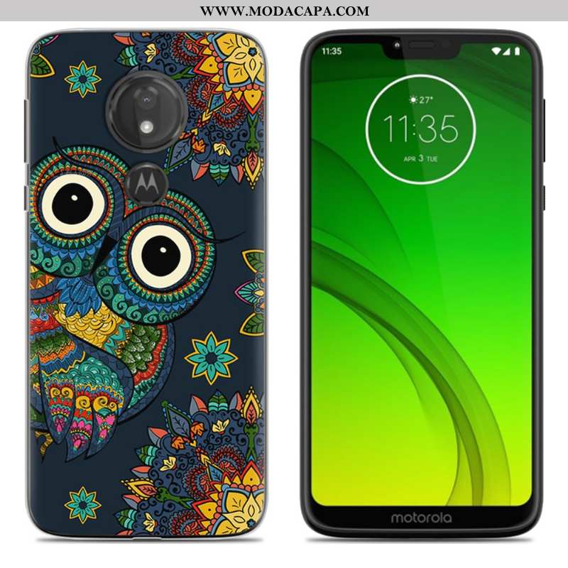 Capas Moto G7 Power Desenho Animado Roxa Telemóvel Soft Pintado Completa Baratos