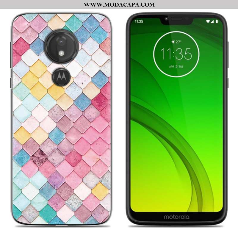 Capas Moto G7 Power Desenho Animado Roxa Telemóvel Soft Pintado Completa Baratos