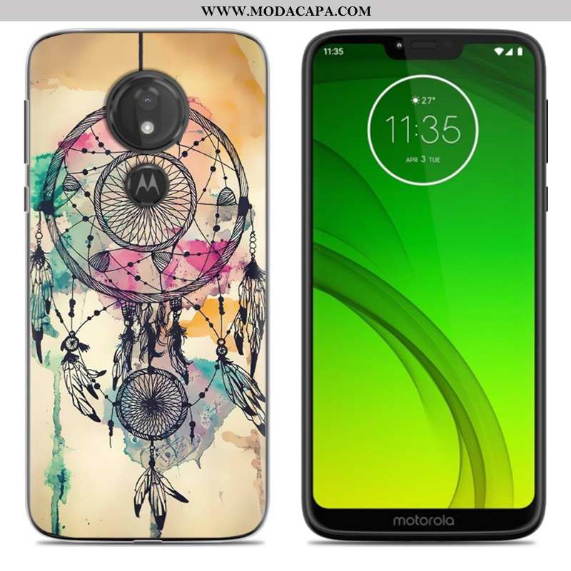 Capas Moto G7 Power Desenho Animado Roxa Telemóvel Soft Pintado Completa Baratos