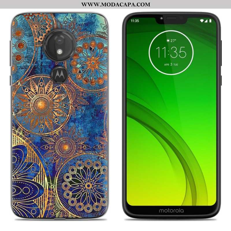 Capas Moto G7 Power Desenho Animado Roxa Telemóvel Soft Pintado Completa Baratos