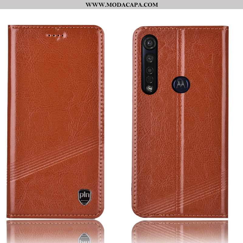 Capa Moto G8 Plus Couro Legitimo Cover Telemóvel Protetoras Antiqueda Vermelho Cases Venda