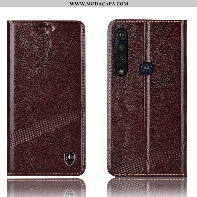 Capa Moto G8 Plus Couro Legitimo Cover Telemóvel Protetoras Antiqueda Vermelho Cases Venda