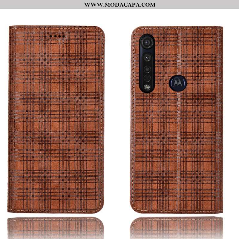 Capas Moto G8 Plus Couro Genuíno Protetoras Telemóvel Cases Cover Suede Completa Venda